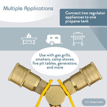 Load image into Gallery viewer, 1/4in Gas Line Splitter 2 Way Propane Quick Connect Tank Adapters
