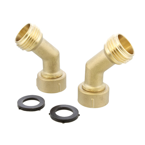 45 Degree Garden Hose Elbow Fitting Hose Connector 2pk with 4 Washers