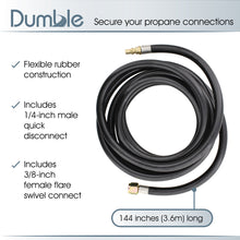 Load image into Gallery viewer, Low Pressure Regulator Hose 12ft Rubber Propane Regulator Hose LP Gas
